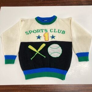 Vintage Campus Crew Boys Kids “Sports Club” Baseball Embroidered Sweater Size 6